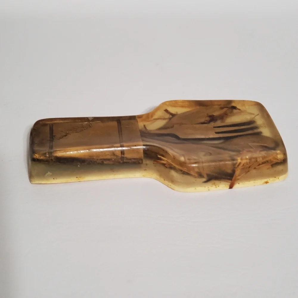 Vintage Vomit Spoon Rest 70s Layered Resin Handmade Country Farmhouse Decor